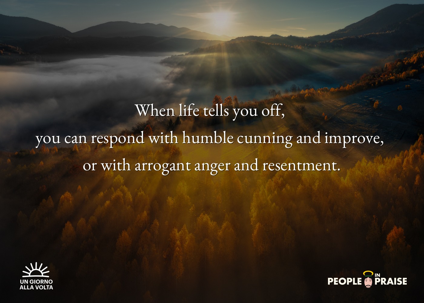 When life tells you off, 
you can respond with humble cunning and improve, 
or with arrogant anger and resentment.
